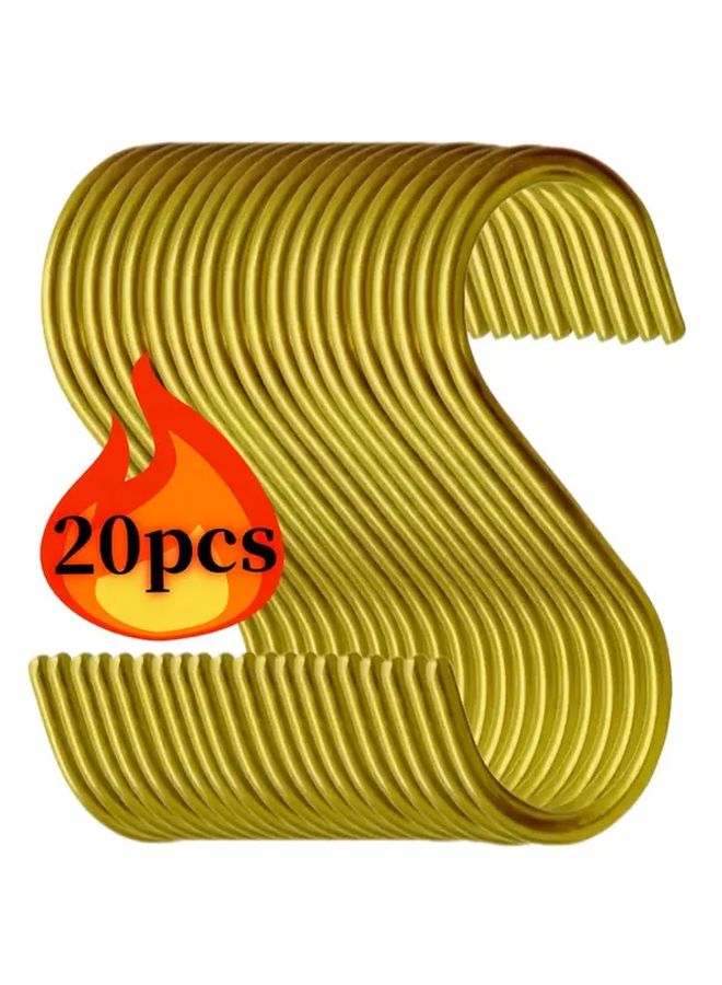 20pcs Golden S Shaped Metal Hooks Heavy Duty Non Slip Wall Hooks for Kitchen Wardrobe Garden - Image 2