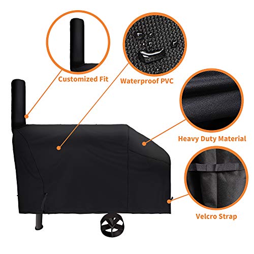 iCover i COVER 66 Inch 600D Heavy Duty Water Proof Patio Outdoor Canvas Offset BBQ Barbecue Smoker Covers for Oklahoma Joe s Highland and Landmann Brinkmann Char-Broil Char-Griller - Image 2
