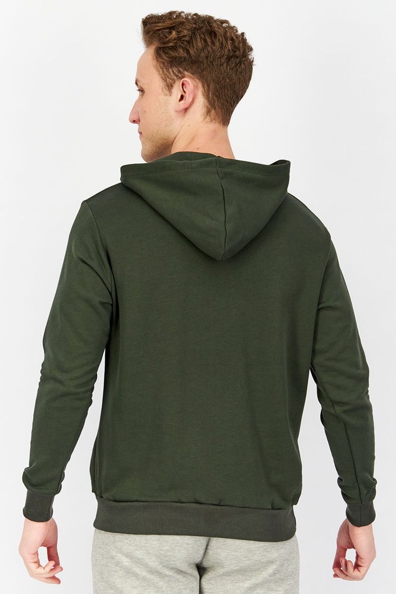 Baldinini Men Brand Logo Long Sleeve Hooded Sweatshirt, Green - Image 4
