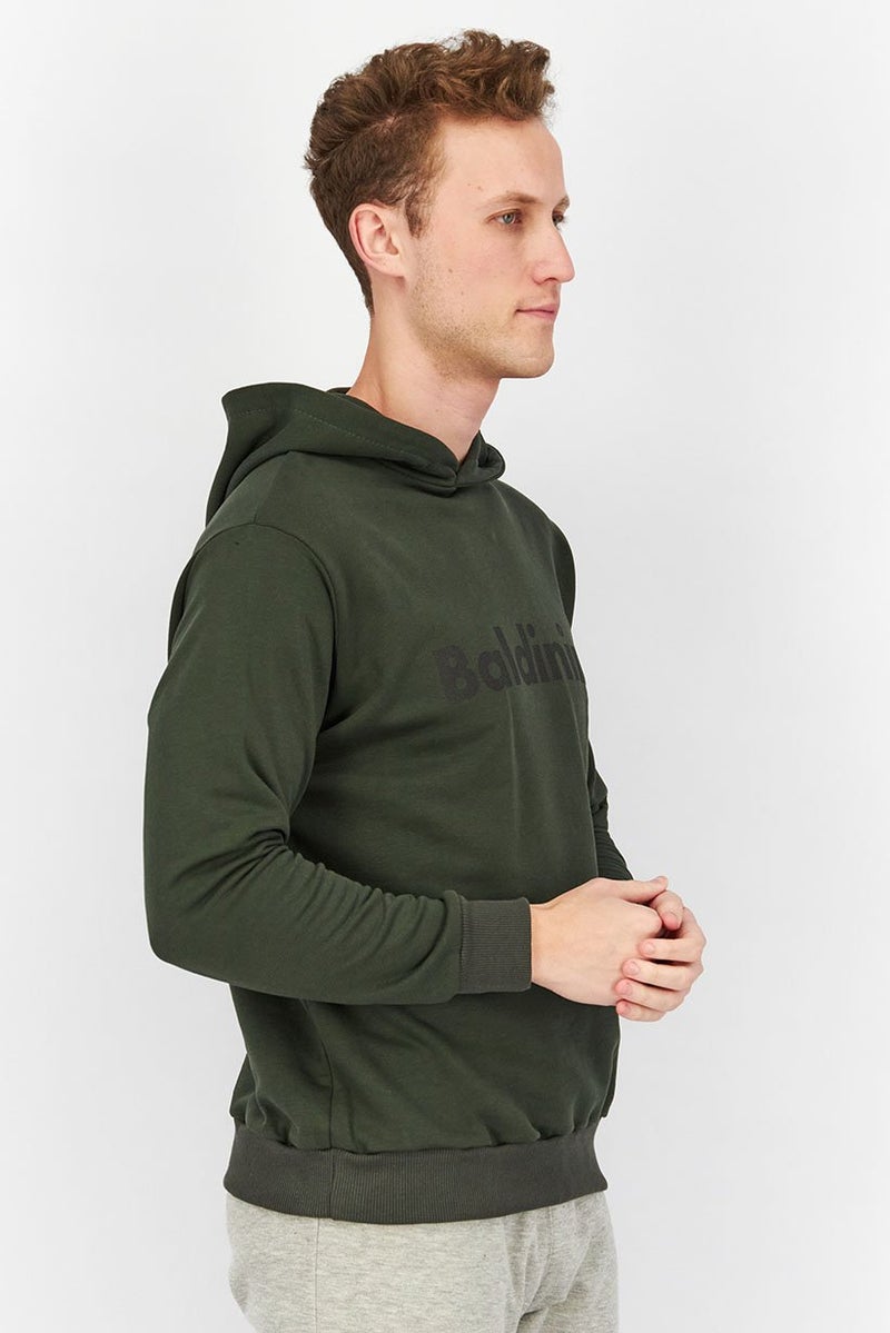 Baldinini Men Brand Logo Long Sleeve Hooded Sweatshirt, Green - Image 2