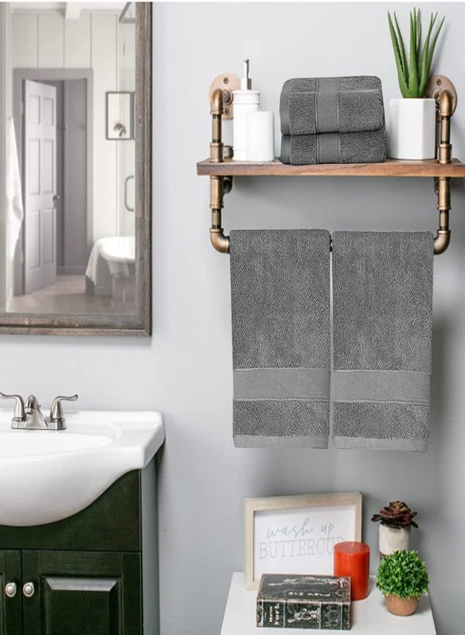 RUIBOLU Hand Towels for Bathroom - Cotton Ultra Soft Highly Absorbent Hand Towel 2 Set, Size 14" x 30" Home Bathroom Hand Towels for Bath, Hand, Face, Gym Towel (Gray) - Image 1