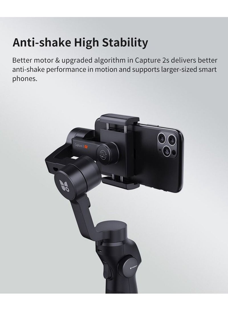 FUNSNAP - Funsnap Capture 2s Smartphone Camera Stabilizer 3 Axis Handheld Gimbal Stabilizer Bluetooth Connection Selfie Stick Anti-shake High Stability Action Camera Long Battery Life - Black - Image 1