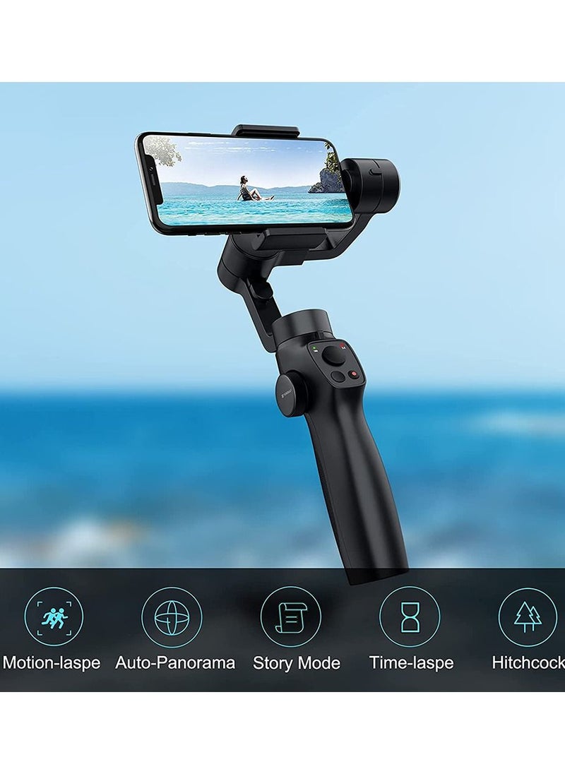 FUNSNAP - Funsnap Capture 2s Smartphone Camera Stabilizer 3 Axis Handheld Gimbal Stabilizer Bluetooth Connection Selfie Stick Anti-shake High Stability Action Camera Long Battery Life - Black - Image 1