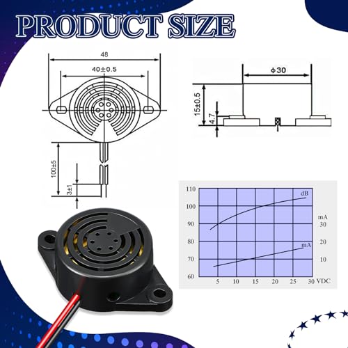 Geiserailie 15 Pcs DC 3-24V 95 dB Electronic Buzzer Active Piezo Buzzer Alarm Sounder Continuous Sound Beep, Black - Image 2