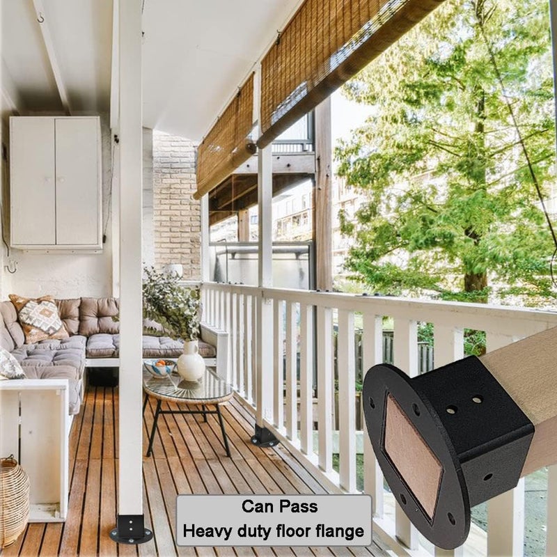 Wpbhk 2Pcs Floor Flange 2x2 Post Anchor Base Heavy Duty Solid Square Fence Pole Base Black Wall Mount Brackets kit for Deck Railing Mailbox - Image 5