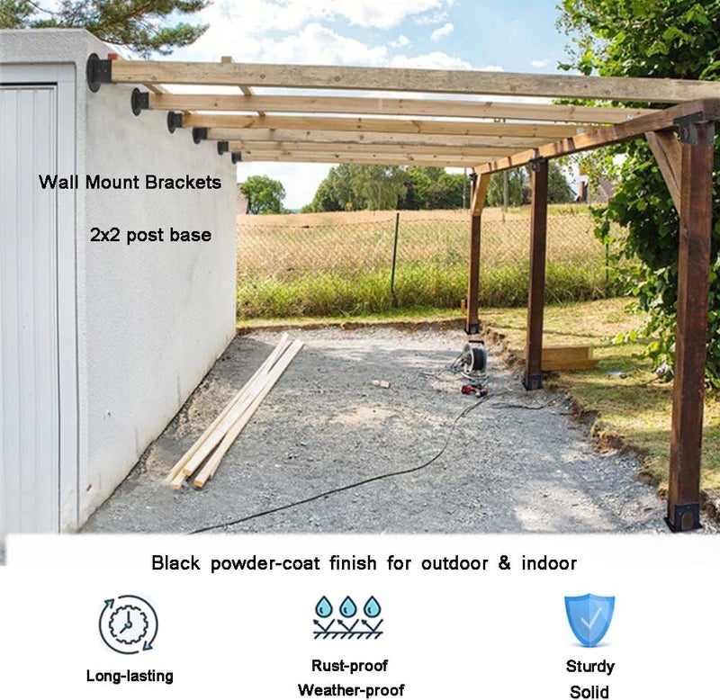 Wpbhk 2Pcs Floor Flange 2x2 Post Anchor Base Heavy Duty Solid Square Fence Pole Base Black Wall Mount Brackets kit for Deck Railing Mailbox - Image 3