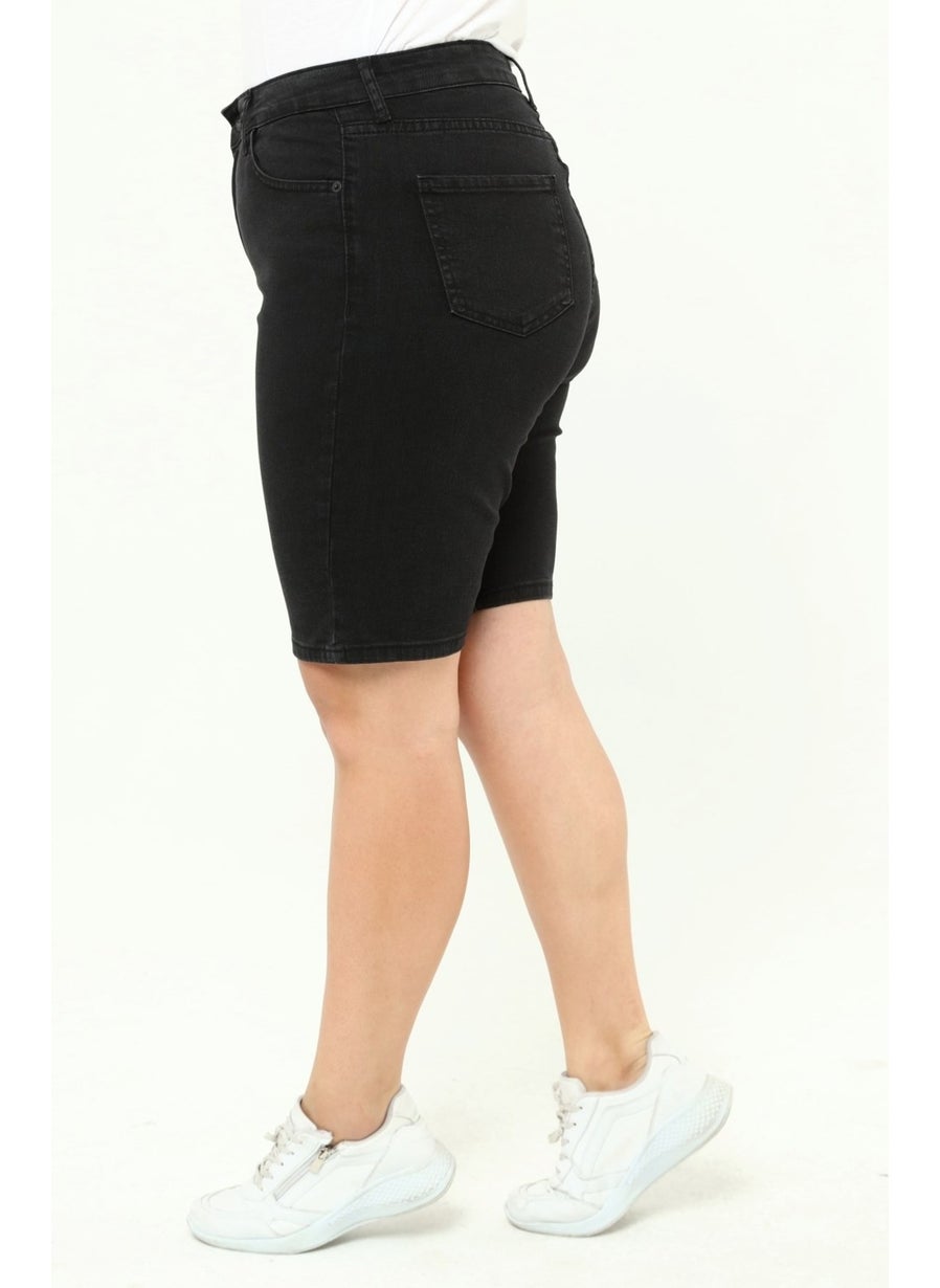Cedy Denim - WOMEN PLUS SIZE HIGH WAIST LYCRA SLIMFIT JEANS SHORTS-C606 - Image 1