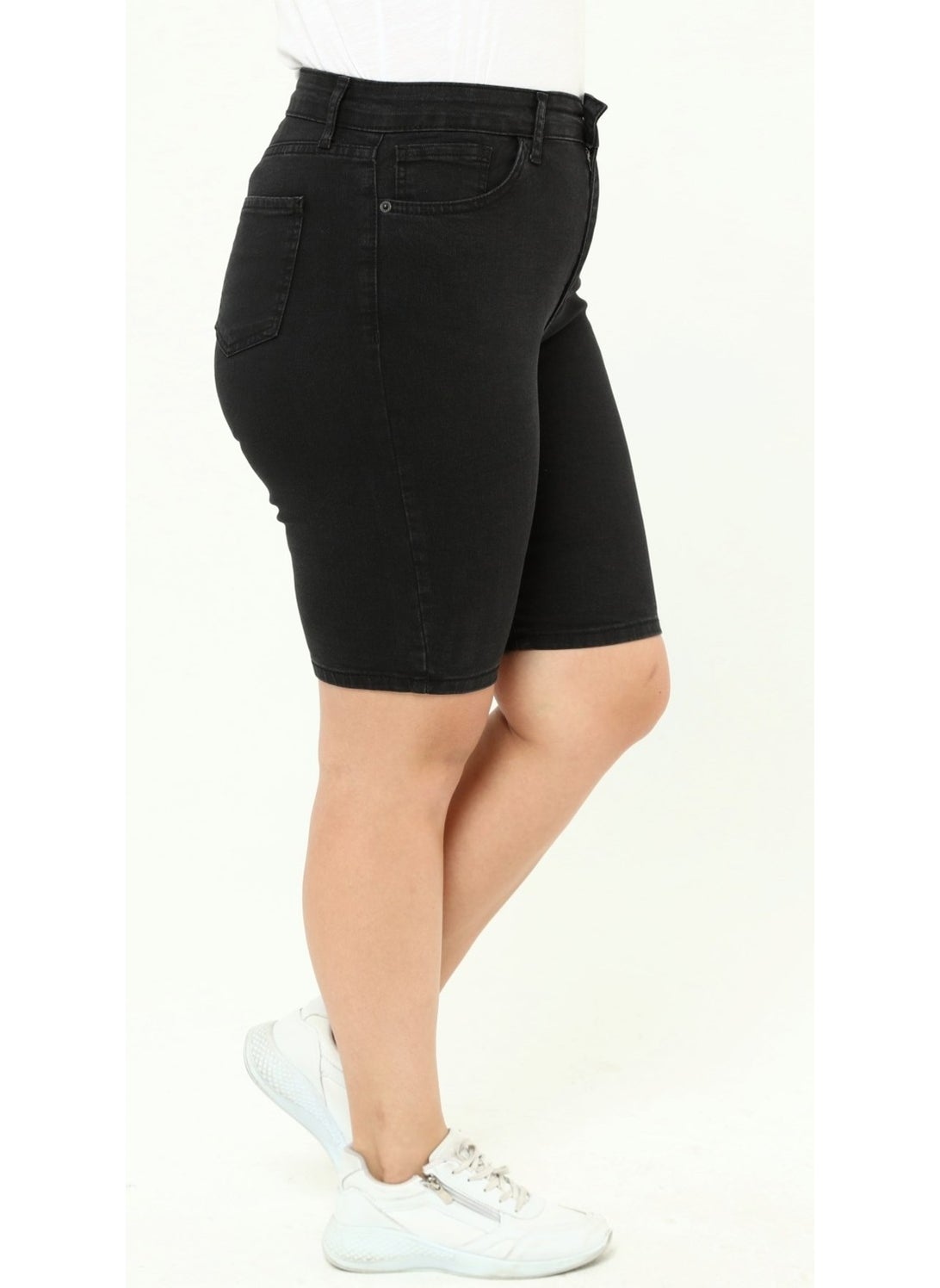 Cedy Denim - WOMEN PLUS SIZE HIGH WAIST LYCRA SLIMFIT JEANS SHORTS-C606 - Image 1