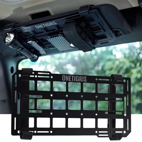 OneTigris Molle Visor Organizer, Fiberglass Rigid MOLLE Panel, Tactical Versatile Car Sun Visor Organizer Interior Accessories Holder for Vehicle, SUV, Trucks - Image 1
