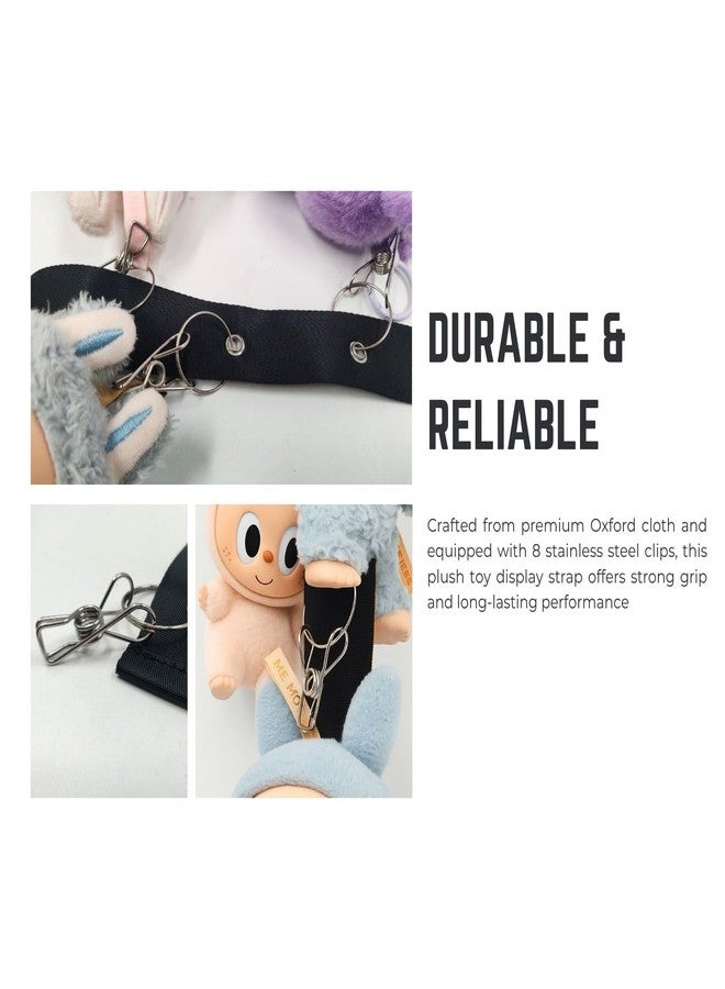 Juglok Plush Toy Display Strap for 15-17cm Blind Box Style Dolls, Stuffed Animal Hanging Chain with 8 Clips, Wall & Over Door Organizer (No Dolls Included) (2-Pack White) - Image 5