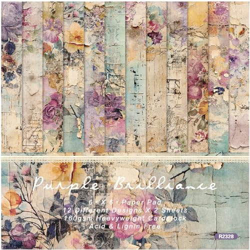 WLXTREE Vintage Floral Scrapbook Paper Pad - Flower Patterned Cardstock Paper Pads,6x6 Single-Sided Junk Journal Scrapbooking Paper for Card Making Cottagecore Picture Art Collage - Image 1