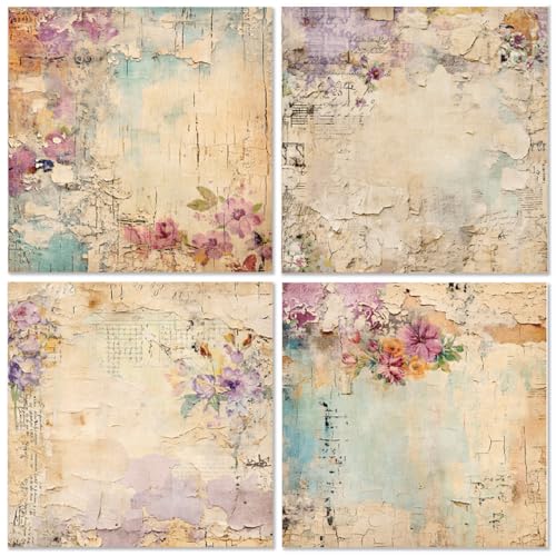 WLXTREE Vintage Floral Scrapbook Paper Pad - Flower Patterned Cardstock Paper Pads,6x6 Single-Sided Junk Journal Scrapbooking Paper for Card Making Cottagecore Picture Art Collage - Image 3