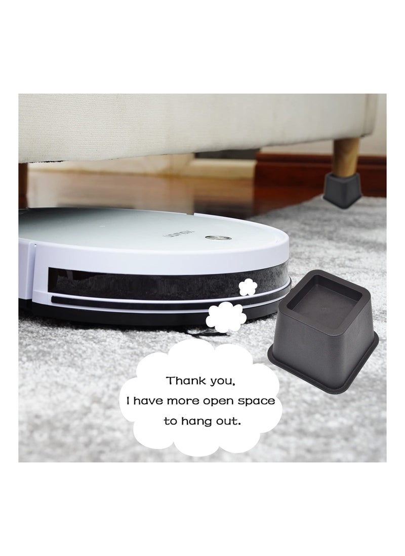 SYOSI 4PCS Heavy Duty Bed Risers, Square Furniture Frame Lift Sturdy Bed Risers Furniture Frame Elevator Square Bed Elevators Rugged Square Bed Risers for Bed,Couch, Chair, Desk, Sofa and Bunk Bedpost - Image 3