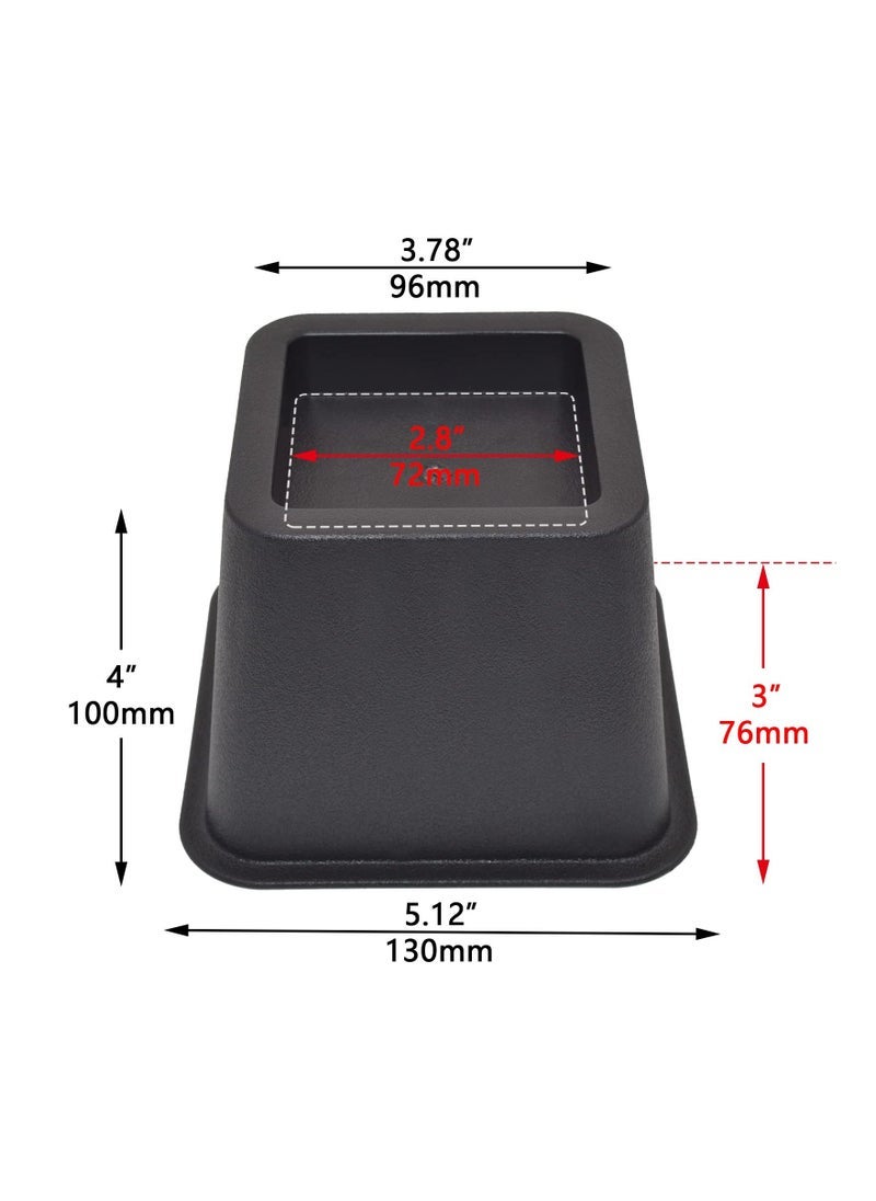 SYOSI 4PCS Heavy Duty Bed Risers, Square Furniture Frame Lift Sturdy Bed Risers Furniture Frame Elevator Square Bed Elevators Rugged Square Bed Risers for Bed,Couch, Chair, Desk, Sofa and Bunk Bedpost - Image 4