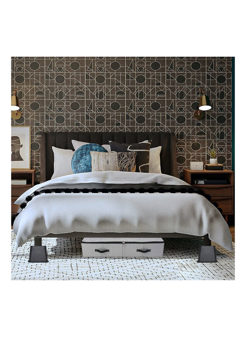 SYOSI 4PCS Heavy Duty Bed Risers, Square Furniture Frame Lift Sturdy Bed Risers Furniture Frame Elevator Square Bed Elevators Rugged Square Bed Risers for Bed,Couch, Chair, Desk, Sofa and Bunk Bedpost - Image 5
