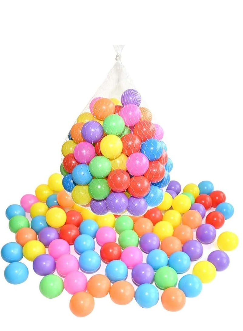 DURKU 100 Soft Plastic Ball Pit Balls, Soft and Colorful Plastic Ocean Balls, Plastic Toy Balls for Kids, Ideal Baby Toddler Ball Pit, Kids Birthday Party Supplies - Image 1