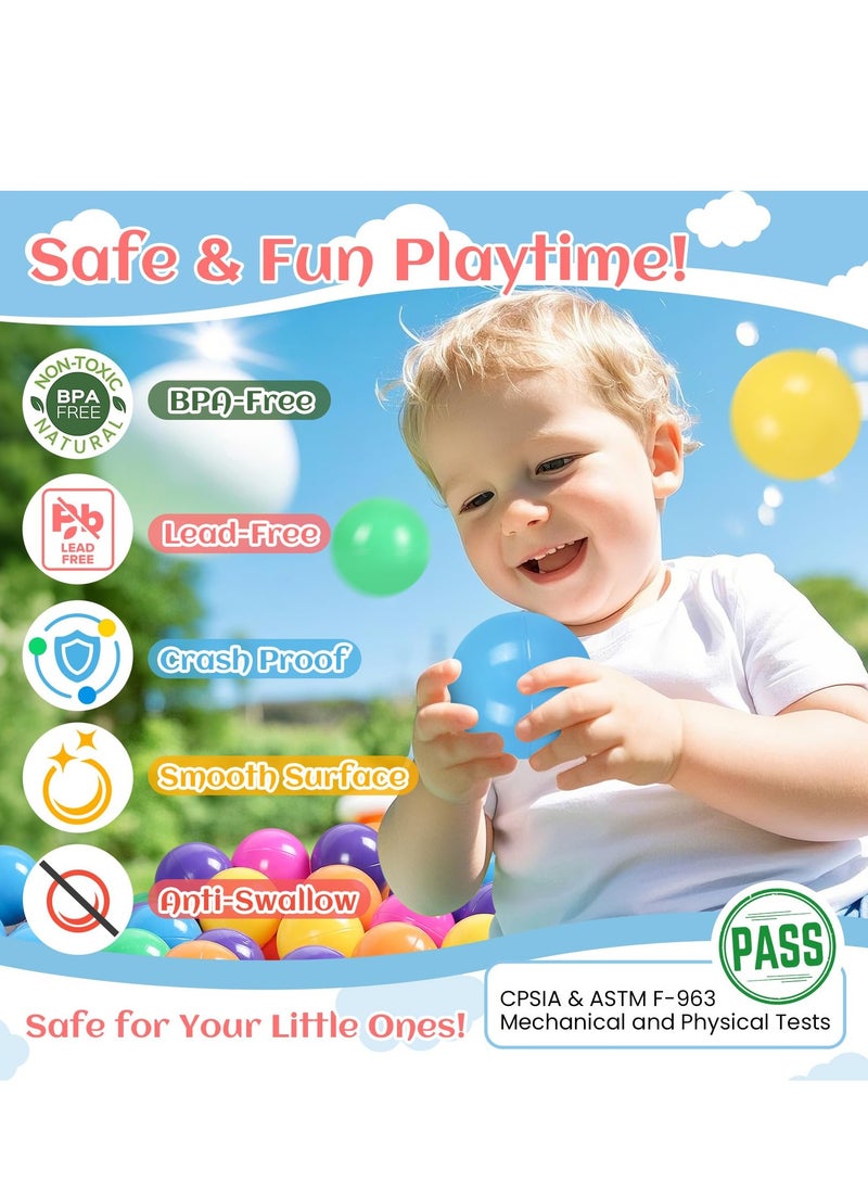 DURKU 100 Soft Plastic Ball Pit Balls, Soft and Colorful Plastic Ocean Balls, Plastic Toy Balls for Kids, Ideal Baby Toddler Ball Pit, Kids Birthday Party Supplies - Image 2