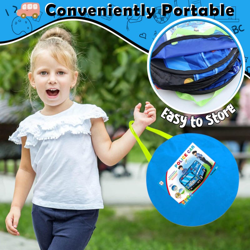 Britik Pop Up Play Tent for Kids Aged 3-5 Years Old Boys and Girls : Police Car Playhouse Toy Play Tents for Toddlers 3-5 Kids Tent Indoor Outdoor Playhouse Toys for 3 + Year Old, Police Car - Image 5