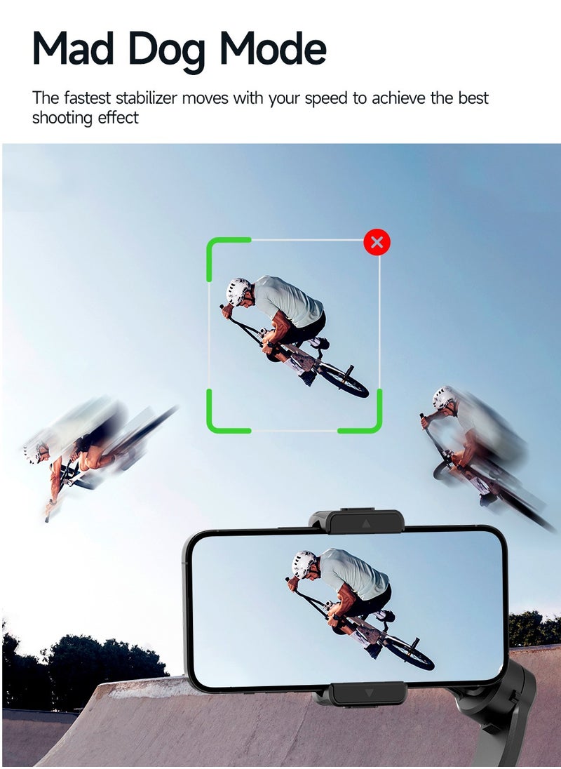 3-Axis Smart Gimbal Stabilizer - Detachable Remote, AI Tracking, Pro Anti-Shake, One-Click Cinematic Modes, Foldable Design for Phones/Cameras