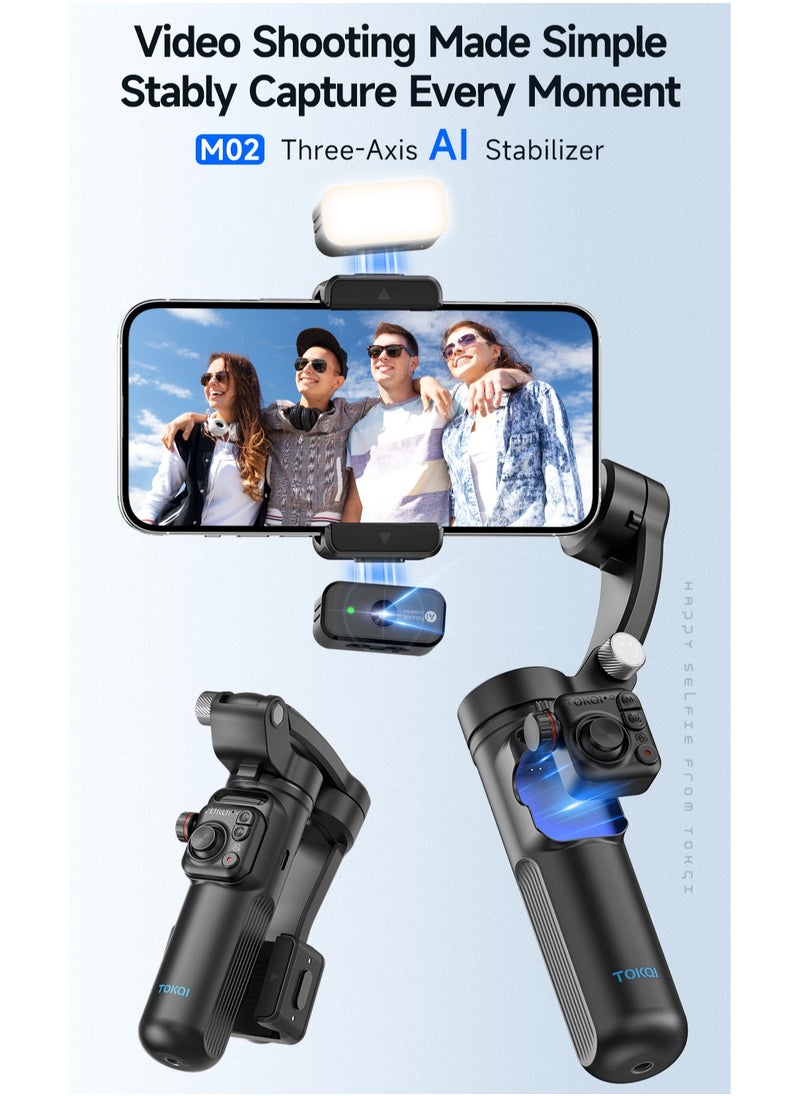 linkship 3-Axis Smart Gimbal Stabilizer - Detachable Remote, AI Tracking, Pro Anti-Shake, One-Click Cinematic Modes, Foldable Design for Phones/Cameras  - Image 2
