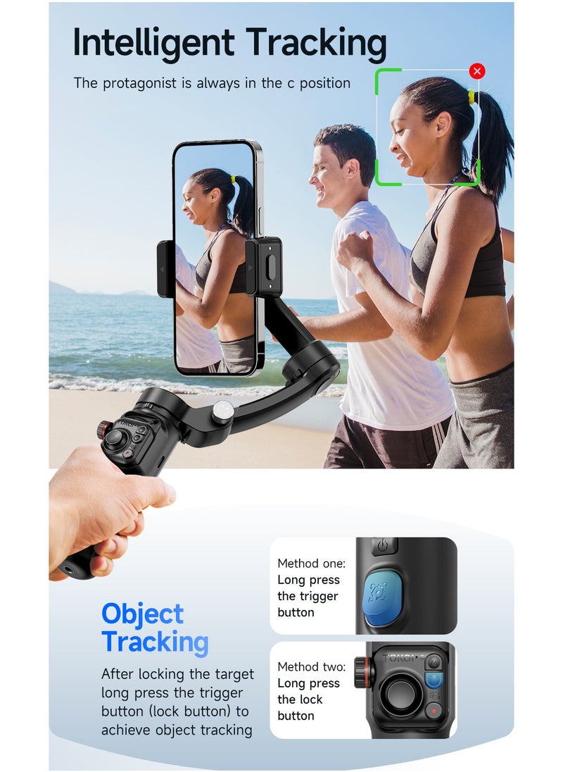 linkship 3-Axis Smart Gimbal Stabilizer - Detachable Remote, AI Tracking, Pro Anti-Shake, One-Click Cinematic Modes, Foldable Design for Phones/Cameras  - Image 3