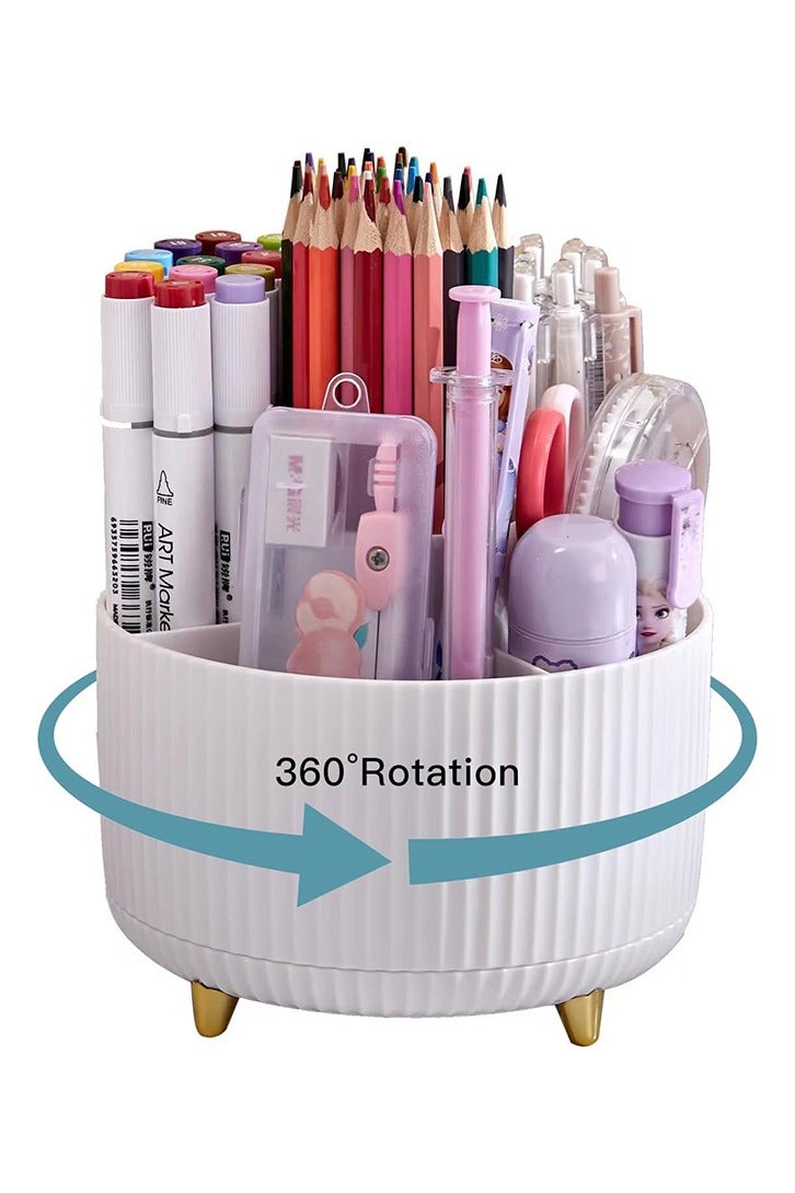 Pen Holder for Desk, Pencil Holder,5 Slots 360° Degree Rotating Desk Organizers and Accessories, Cute Pen Cup Pot for Office, School, Home, Art Supply - Image 1