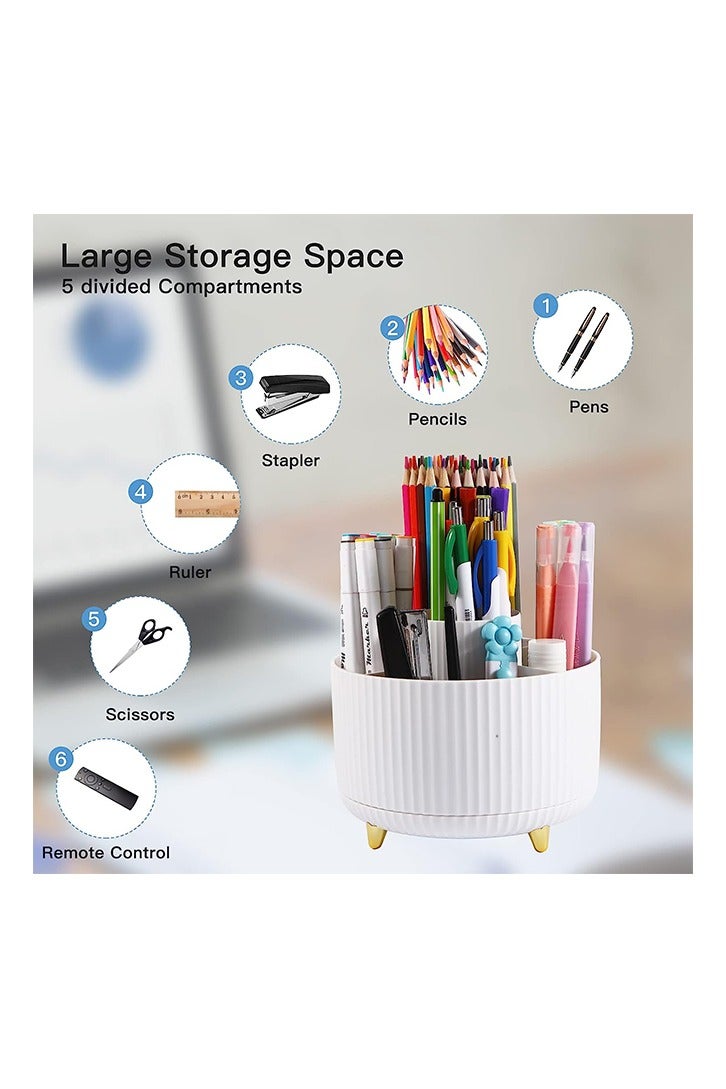 Pen Holder for Desk, Pencil Holder,5 Slots 360° Degree Rotating Desk Organizers and Accessories, Cute Pen Cup Pot for Office, School, Home, Art Supply - Image 3