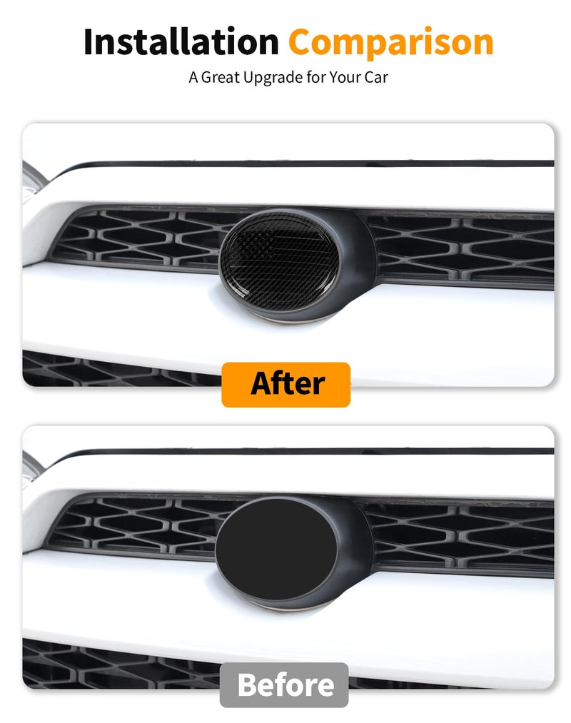 Hoolcar for Toyota Series Carbon Fiber Front Grill Emblem Badge Logo Overlay Cover Trim, 6Ã—4.2 inches Fit for Toyota 4Runner/Camry/RAV4/Corolla/Tacoma/Highlander Grill Emblem Decoration - Image 3