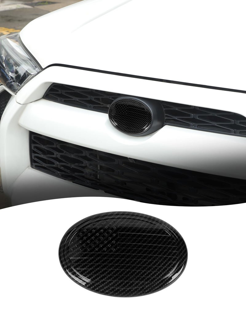 Hoolcar for Toyota Series Carbon Fiber Front Grill Emblem Badge Logo Overlay Cover Trim, 6Ã—4.2 inches Fit for Toyota 4Runner/Camry/RAV4/Corolla/Tacoma/Highlander Grill Emblem Decoration - Image 1