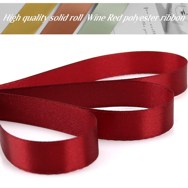 Nsilu 1/2 Inch  Wine Red Ribbon For Gift Wrapping 50 Yards Perfect Wedding Party Wreath Sewing Diy Hair Accessories Decoration Floral Hair Balloons Other Projects - Image 4