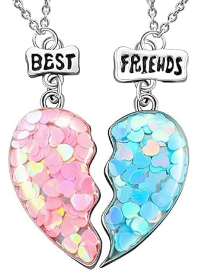 ChicAbode Friend Necklaces for 2, Matching Necklace for Couple Friends, Split Heart Mermaid Tail Pendant Bff Necklace Half Heart Connect Necklace, Friendship Jewelry Gifts for Women Girls - Image 1