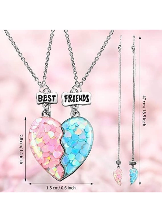 ChicAbode Friend Necklaces for 2, Matching Necklace for Couple Friends, Split Heart Mermaid Tail Pendant Bff Necklace Half Heart Connect Necklace, Friendship Jewelry Gifts for Women Girls - Image 2