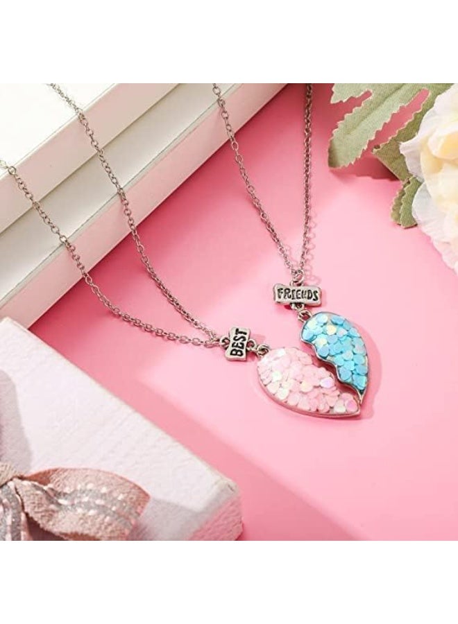 ChicAbode Friend Necklaces for 2, Matching Necklace for Couple Friends, Split Heart Mermaid Tail Pendant Bff Necklace Half Heart Connect Necklace, Friendship Jewelry Gifts for Women Girls - Image 3