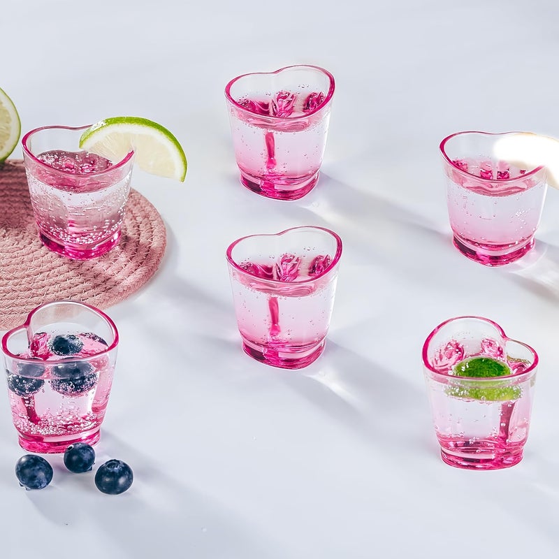 ZZYFGH 6 Pack Pink Shot Glasses Set,Heart Shaped Shot Glasses Set 1.5 oz Shot Glass with Heavy Base, Shot Glasses for Whiskey, Tequila, Vodka, Spirits & Liquors - Image 4