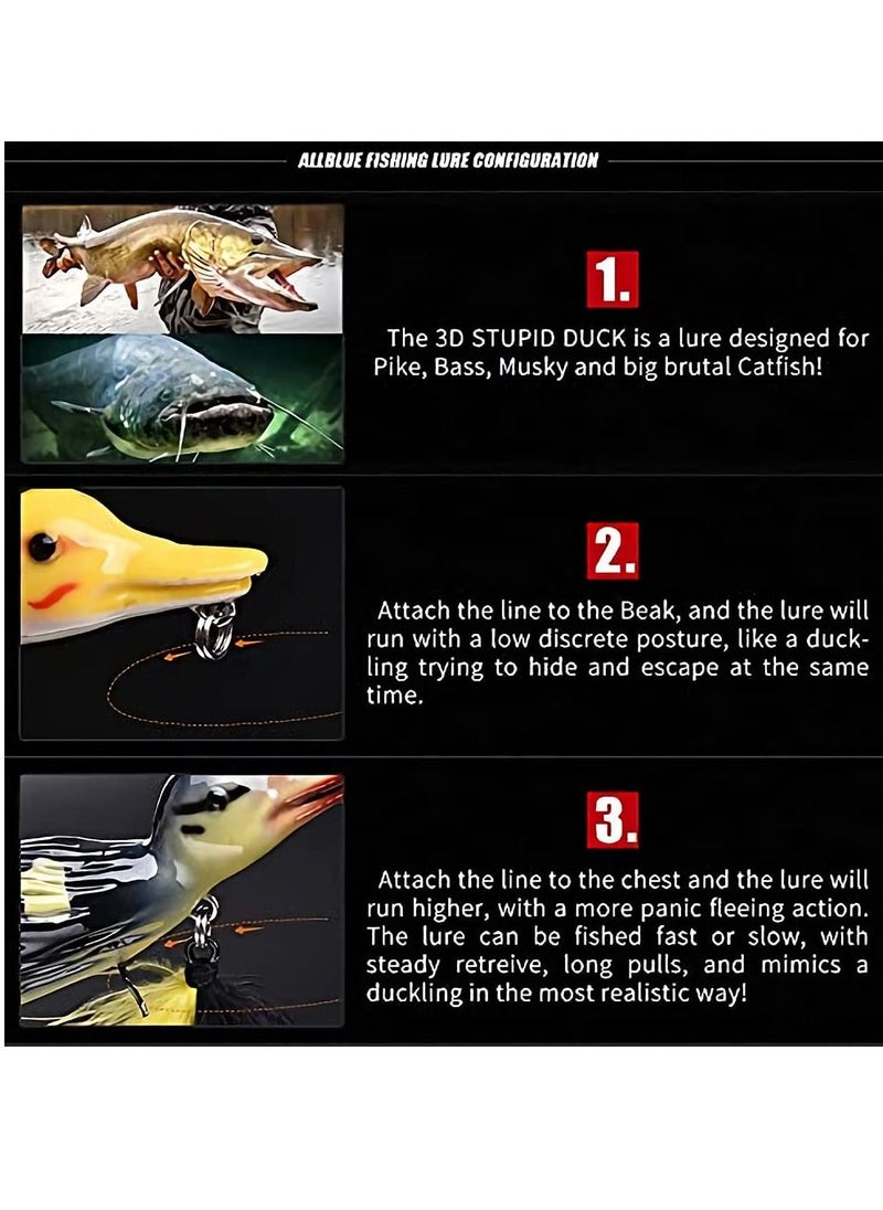 KASTWAVE Duck Topwater Fishing bait Lure, Yellow Duckling Floating Artificial Bait Plopping and Splashing Feet Hard Fishing Tackle for sea and freshwater fishing  - Image 3