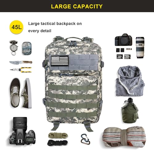 Zavothy Camo Backpack Tactical Military Backpack for Men Women 45L Camping Backpack Army Backpack for Hiking Rucksack With Bottle Holder - Image 5