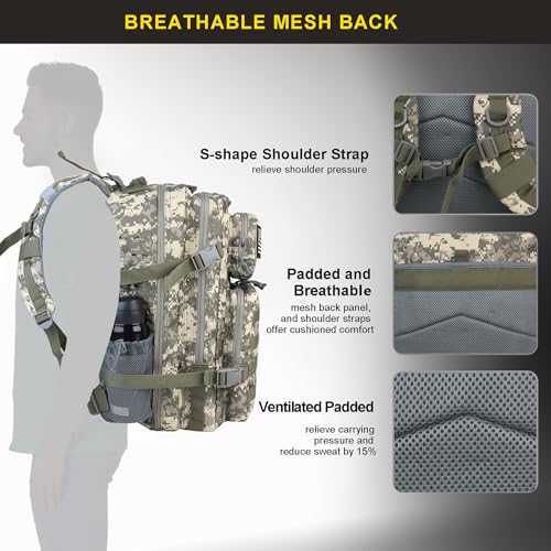 Zavothy Camo Backpack Tactical Military Backpack for Men Women 45L Camping Backpack Army Backpack for Hiking Rucksack With Bottle Holder - Image 3