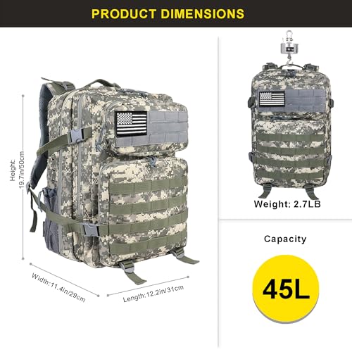 Zavothy Camo Backpack Tactical Military Backpack for Men Women 45L Camping Backpack Army Backpack for Hiking Rucksack With Bottle Holder - Image 2