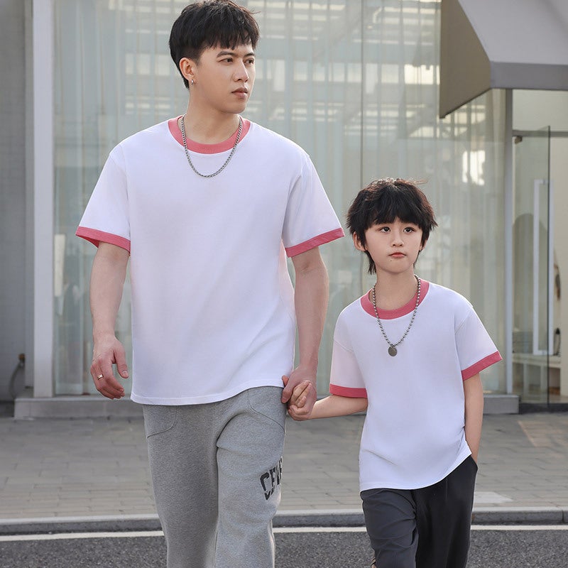 Cotton Hit Edge Round Neck Children'S T-Shirt In-Laws Casual Loose Trendy Men'S And Women'S Short Sleeve - Image 4