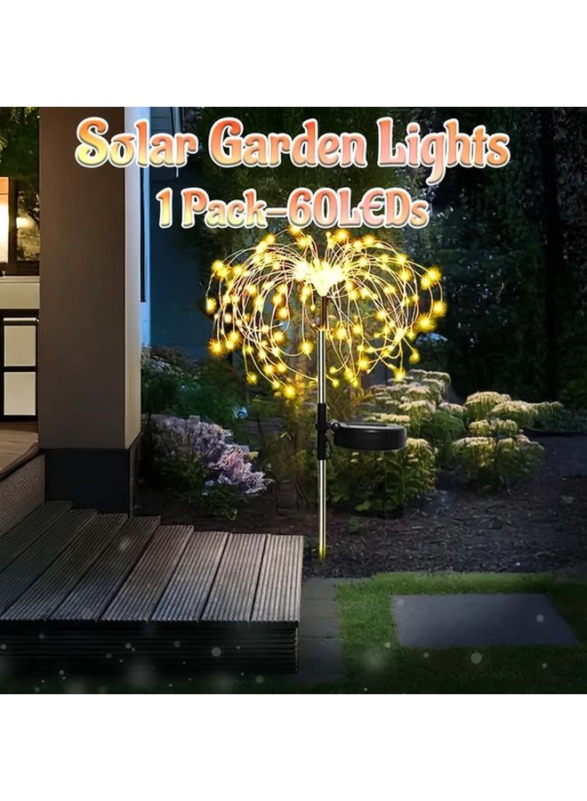 2025 أضواء حديقة شمسية صفراء جديدة 8 أوضاع وامضة IP65 تصميم LED خارجي للألعاب النارية - Image 1