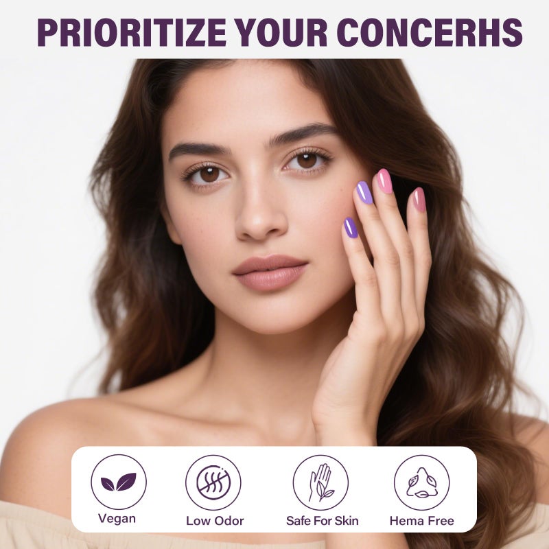 EBANKU 6 Pcs Pink Gel Nail Polish Set, 15ML Same Color Same Bottle Valentine's White Purple Soak Off Gel Nail Polish Kit Nail Art Manicure Gifts for Women - Image 5