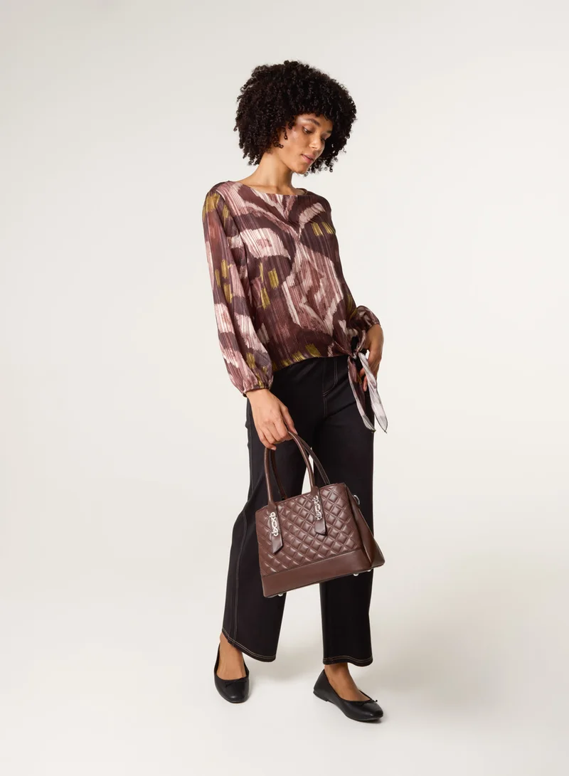 بلو فانيلا Tie Knot Metallic Chiffon Blouse