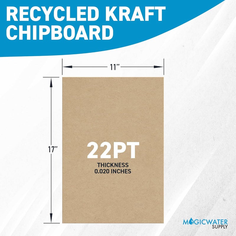 MagicWater Supply MagicWater Chipboard Sheet for DIY Projects - 11x17 Inch -25 Pack - 22 pt - Heavy Duty Kraft (0.020 Inch Thick) Paperboard, for Scrapbooking, Books, Picture Frame Backing, Arts Project & Crafts - Image 2