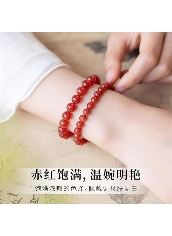 Arabest 天然红玛瑙手串本命年手链女玉髓红色宝石手串小众时尚新年红手串 = DSGSSDA-440569  - Image 4