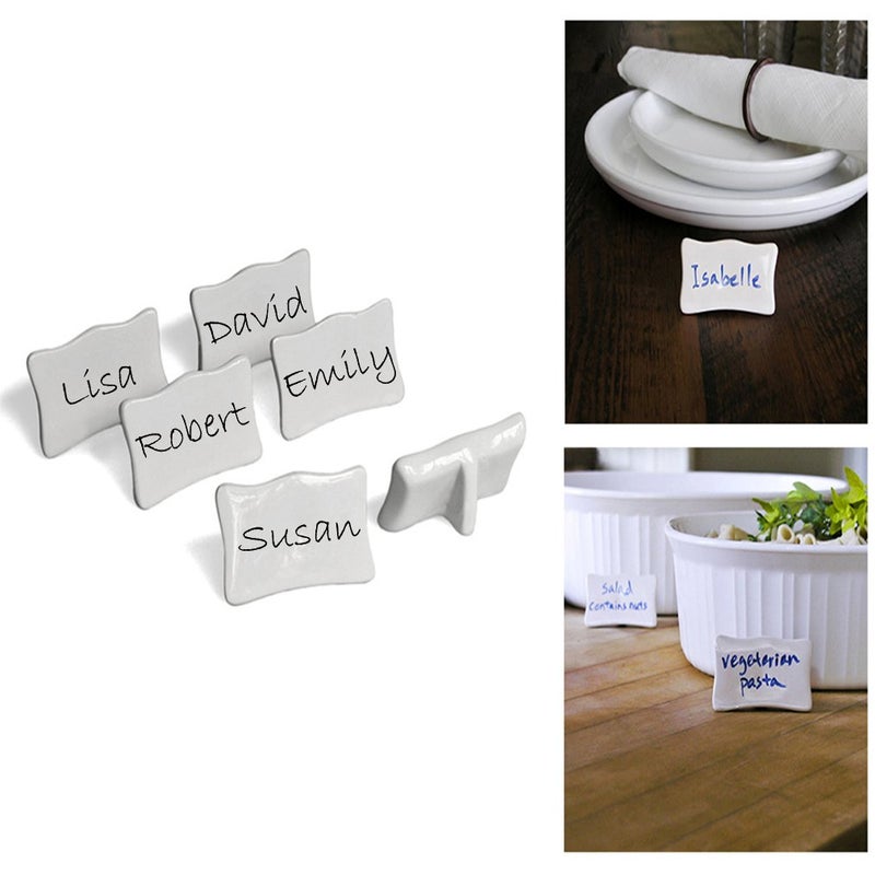 Evelots Classic Porcelain Place Cards - Set of 6 - Image 1