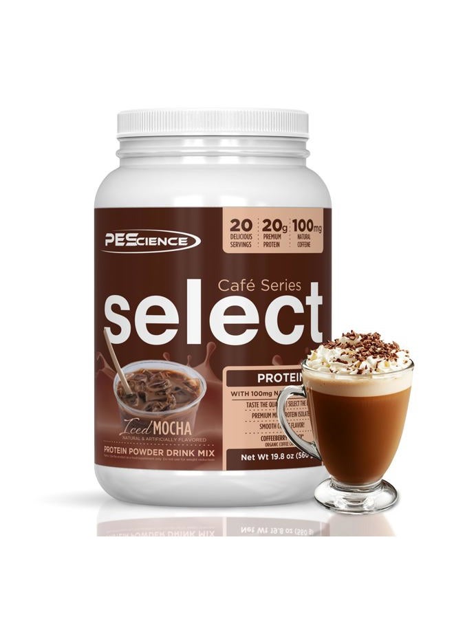 PEScience Select Cafe Protein Coffee Flavored Powder, Iced Mocha, 100mg Caffeine, 20g Iced Protein Coffee Powder or Creamer, 20 Servings - Image 1