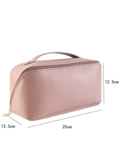 OUYoo Large Capacity Travel Cosmetic Bag, Multifunction Organizer Storage Bag, Leather Waterproof Bag, Makeup Bag with Handle and Dividers, Skincare Dispenser, Toiletry Bag for Women  - Image 2