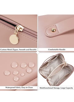 OUYoo Large Capacity Travel Cosmetic Bag, Multifunction Organizer Storage Bag, Leather Waterproof Bag, Makeup Bag with Handle and Dividers, Skincare Dispenser, Toiletry Bag for Women  - Image 3
