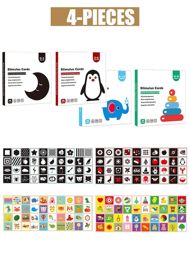 80 Sheets Visual Stimulation Flashcards Black And White Colorful Baby Visual Stimulus Cards Sensory Developmental Children's Educational Games For Newborn Baby 0-36 Month  - Image 1