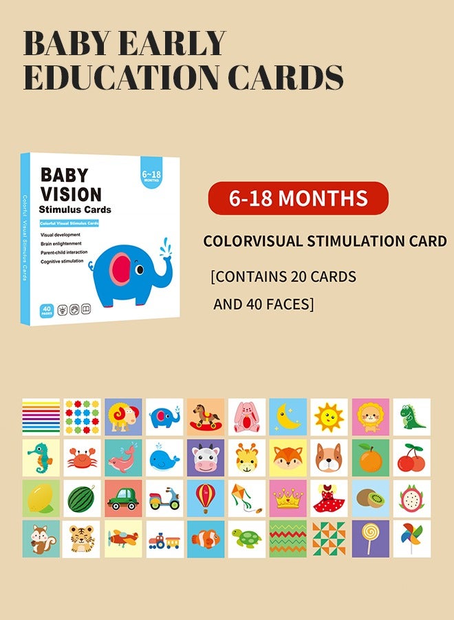80 Sheets Visual Stimulation Flashcards Black And White Colorful Baby Visual Stimulus Cards Sensory Developmental Children's Educational Games For Newborn Baby 0-36 Month  - Image 5